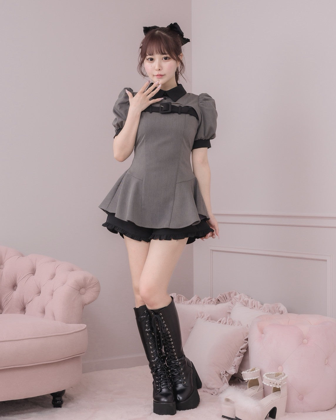 モデル身長：157cm/着用カラー：チャコール