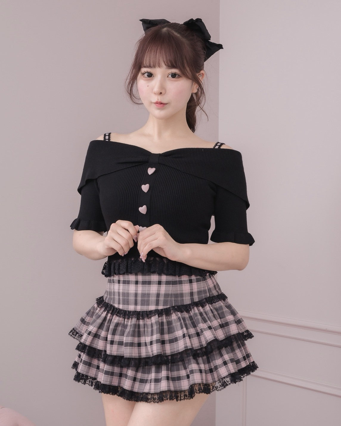 モデル身長：157cm/着用カラー：ブラック