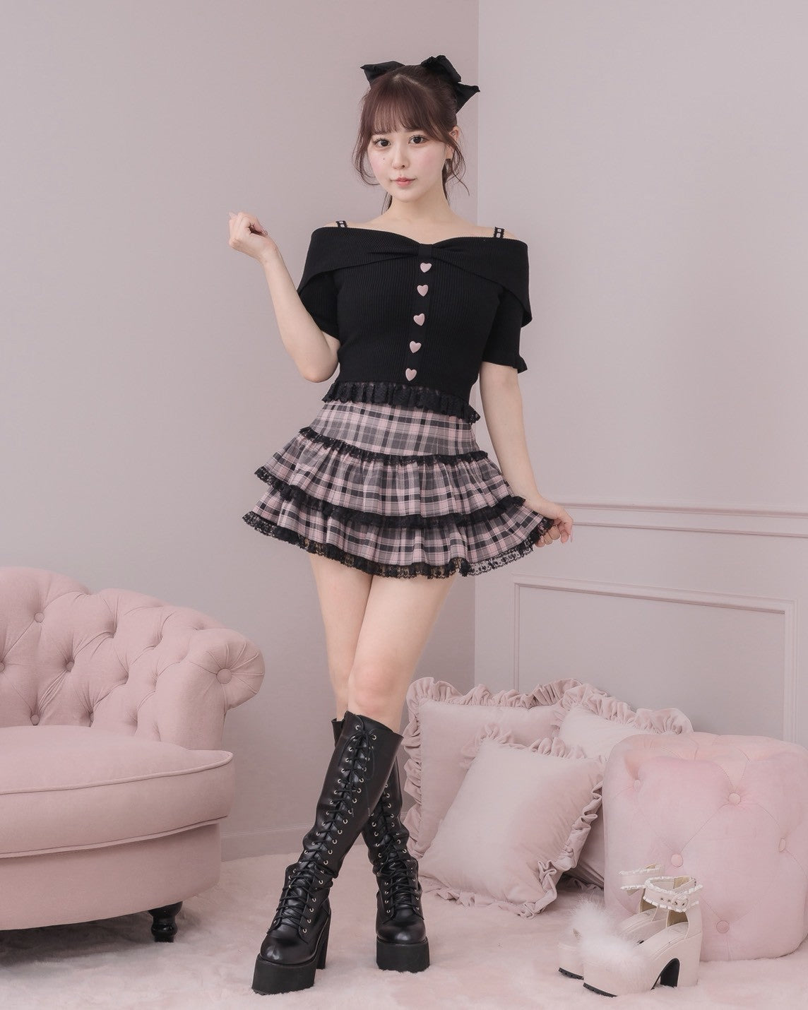 モデル身長：157cm/着用カラー：ブラック