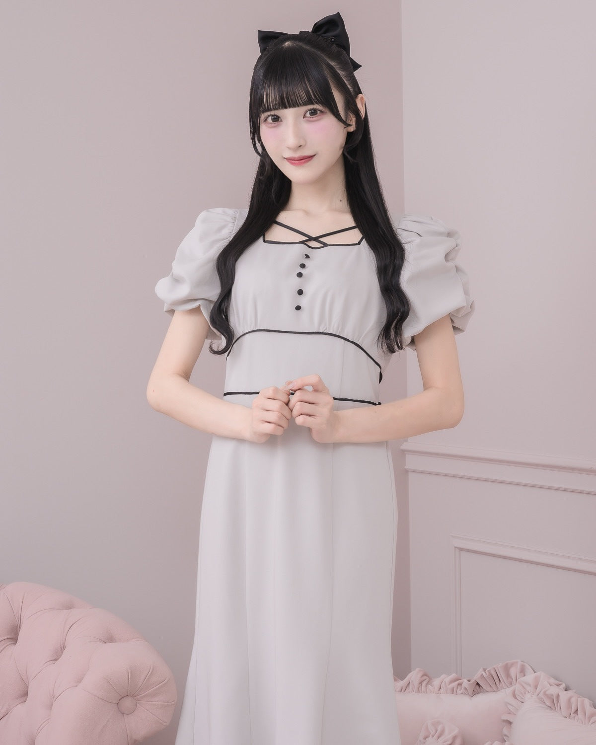モデル身長：157cm/着用カラー：ブルーグレー
