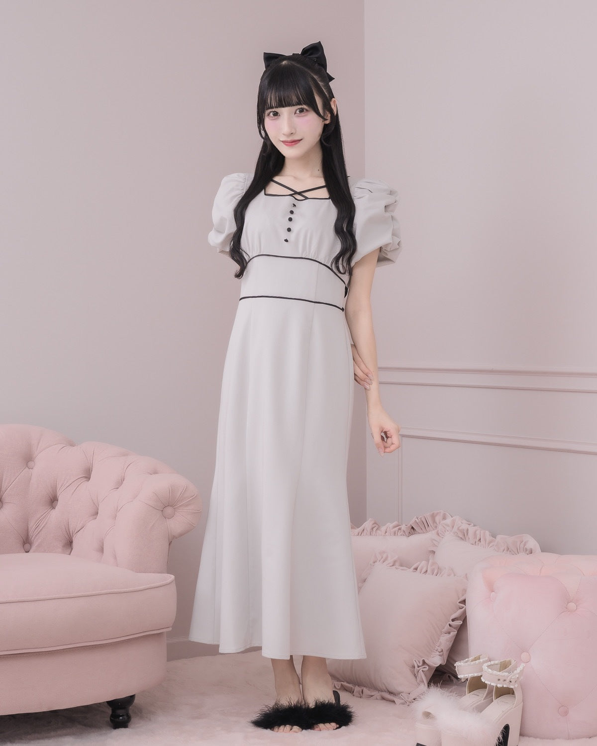 モデル身長：157cm/着用カラー：ブルーグレー