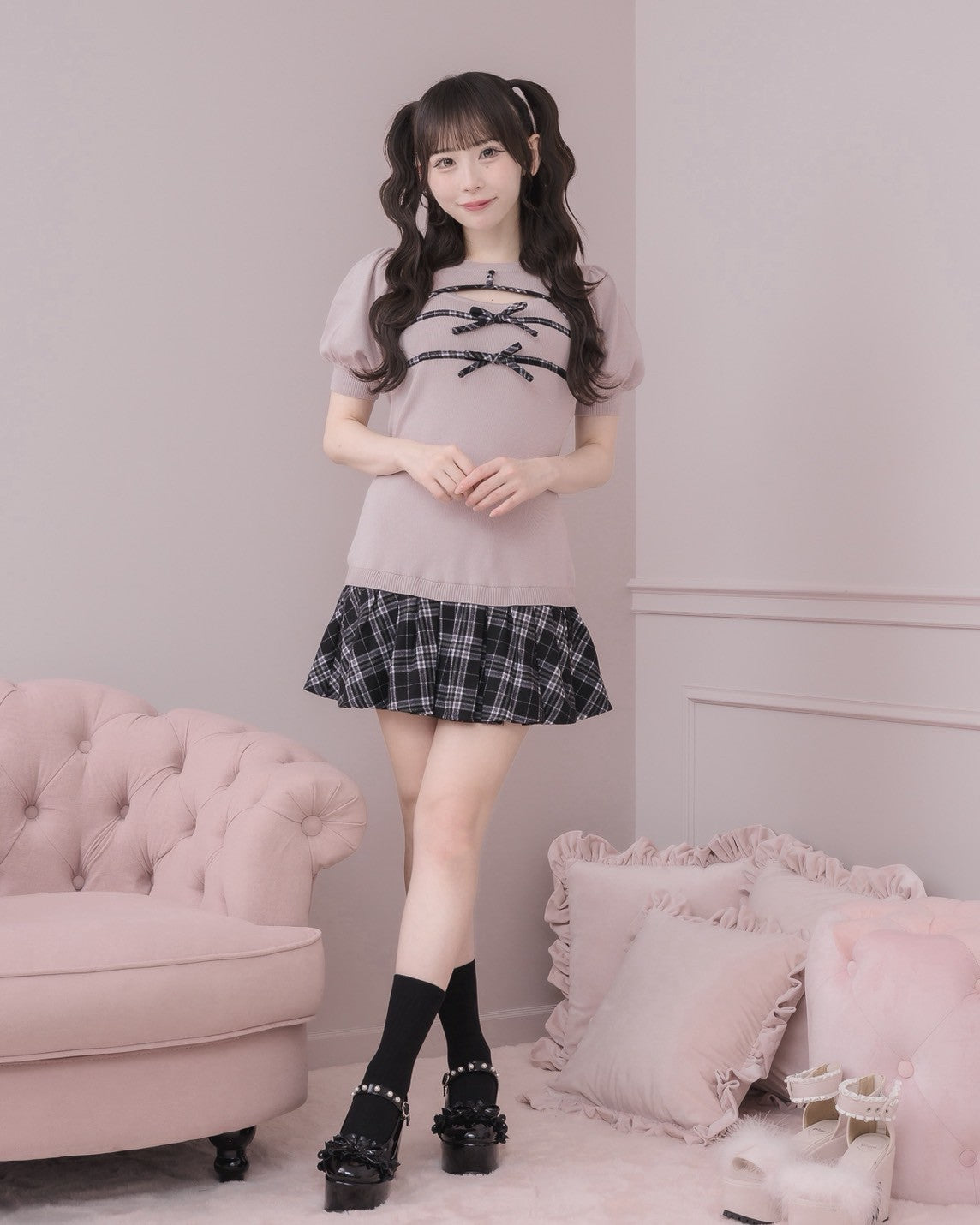 モデル身長：153cm/着用カラー : ピンク