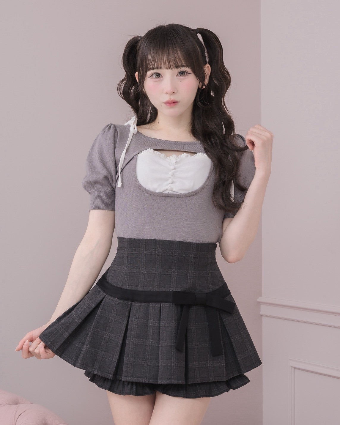 モデル身長：153cm/着用カラー : チャコール