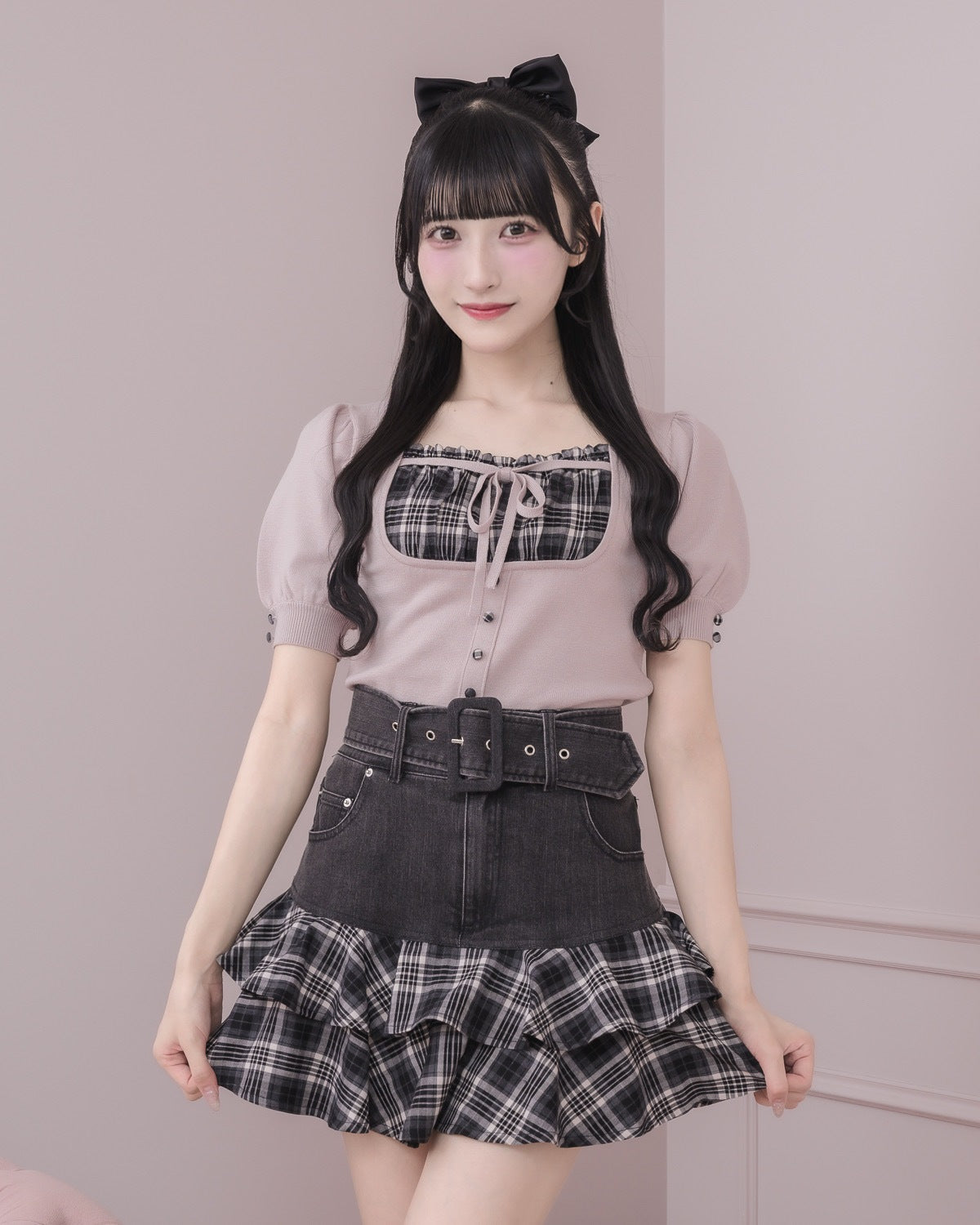 モデル身長：157cm/着用カラー : ブラックチェック
