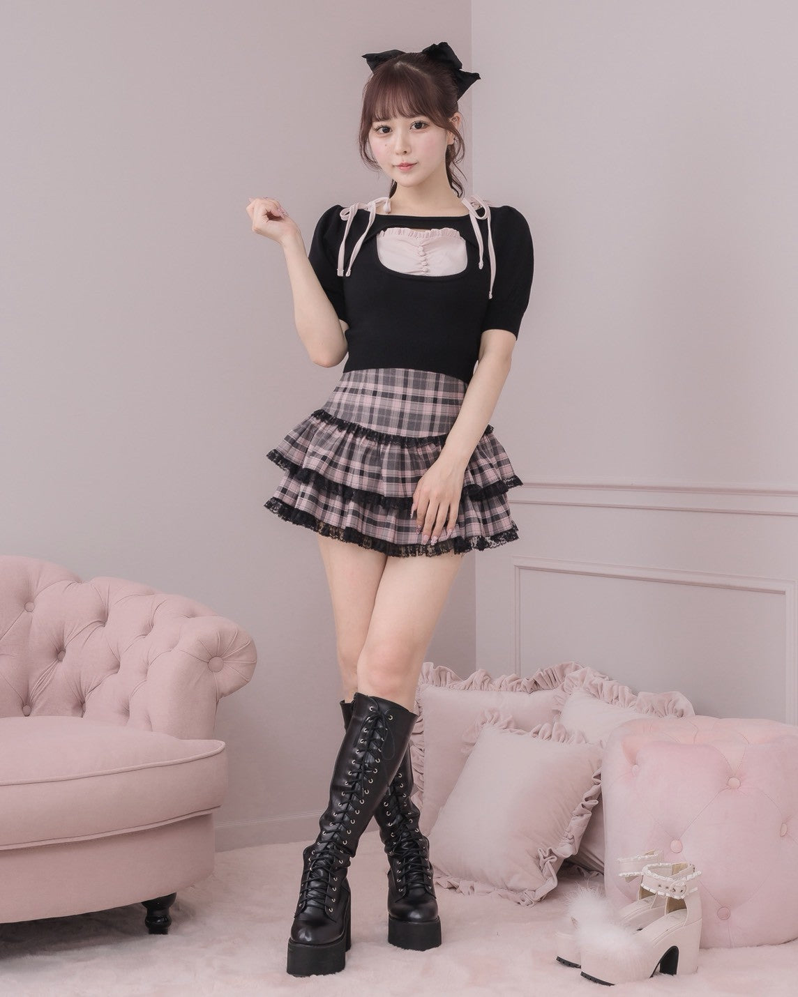 モデル身長：157cm/着用カラー : ブラック