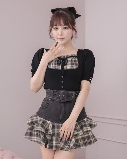 モデル身長：157cm/着用カラー : ベージュチェック