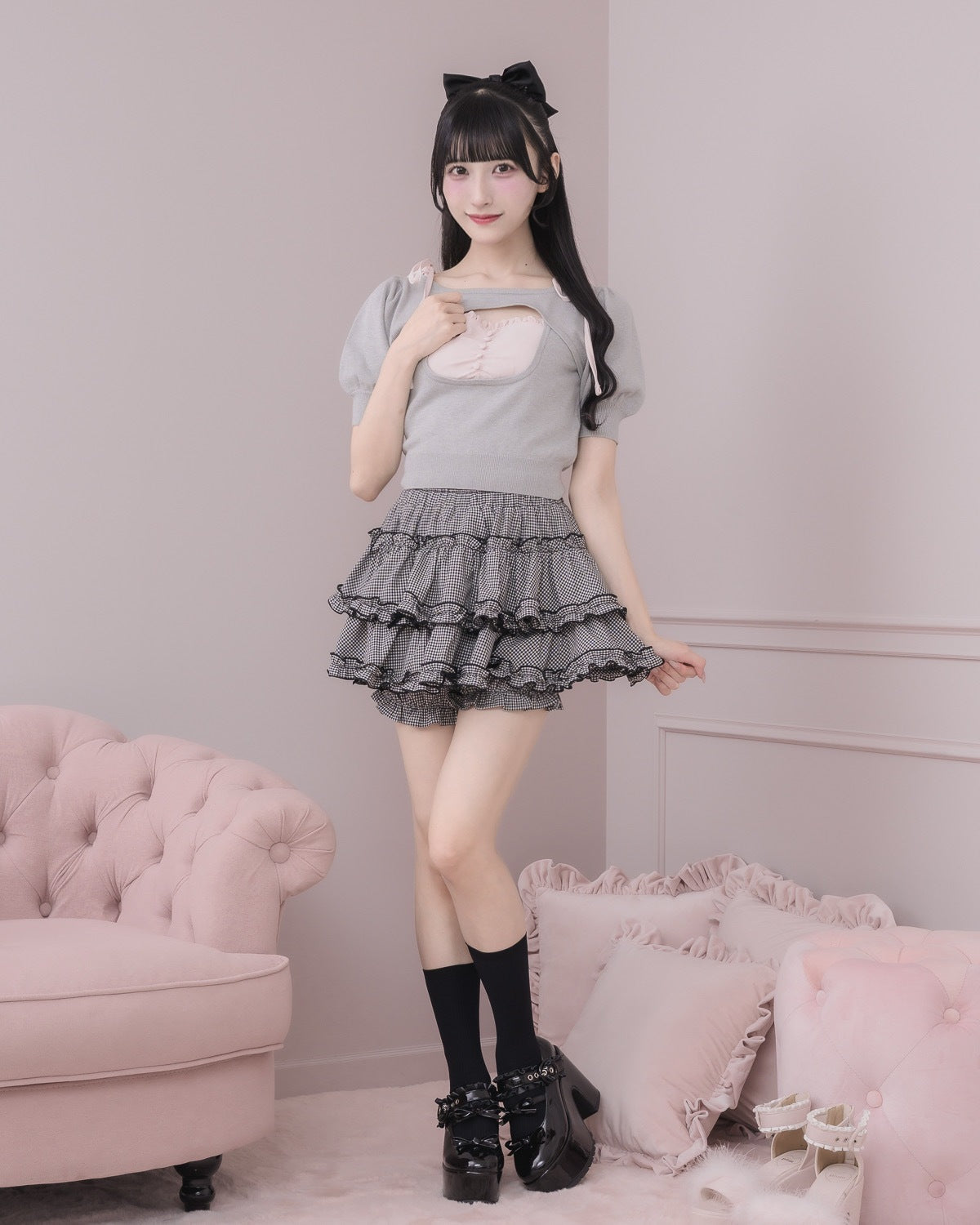 モデル身長：157cm/着用カラー : グレー