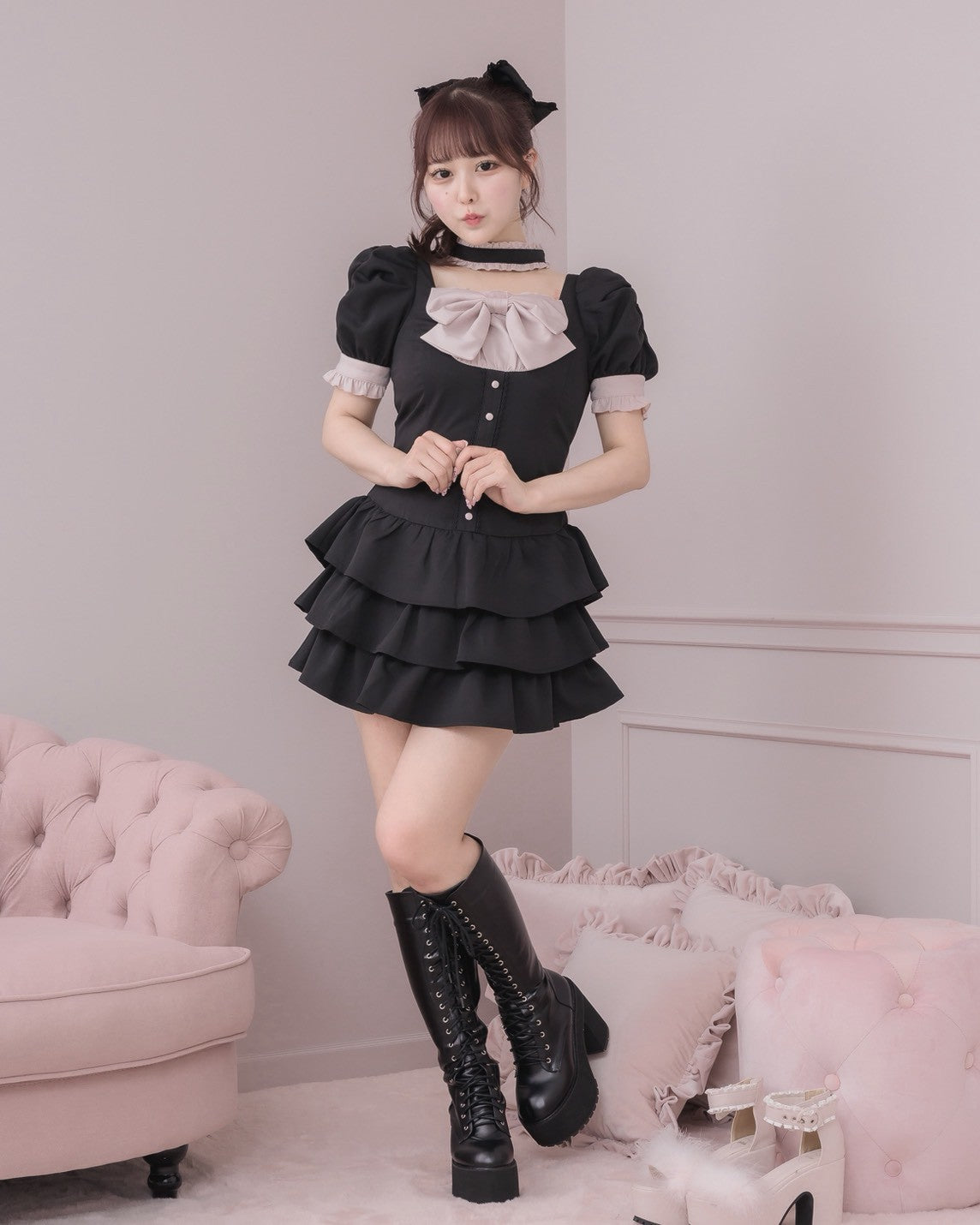 モデル身長：157cm/着用カラー：ブラック
