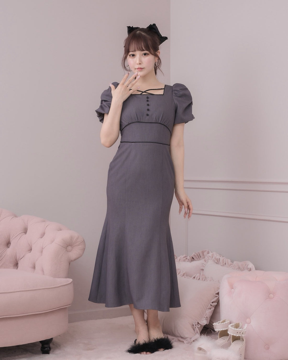 モデル身長：157cm/着用カラー：チャコール