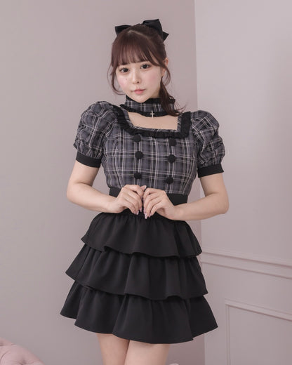 モデル身長：157cm/着用カラー：ブラックチェック