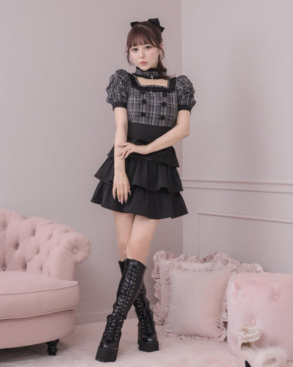 モデル身長：157cm/着用カラー：ブラックチェック
