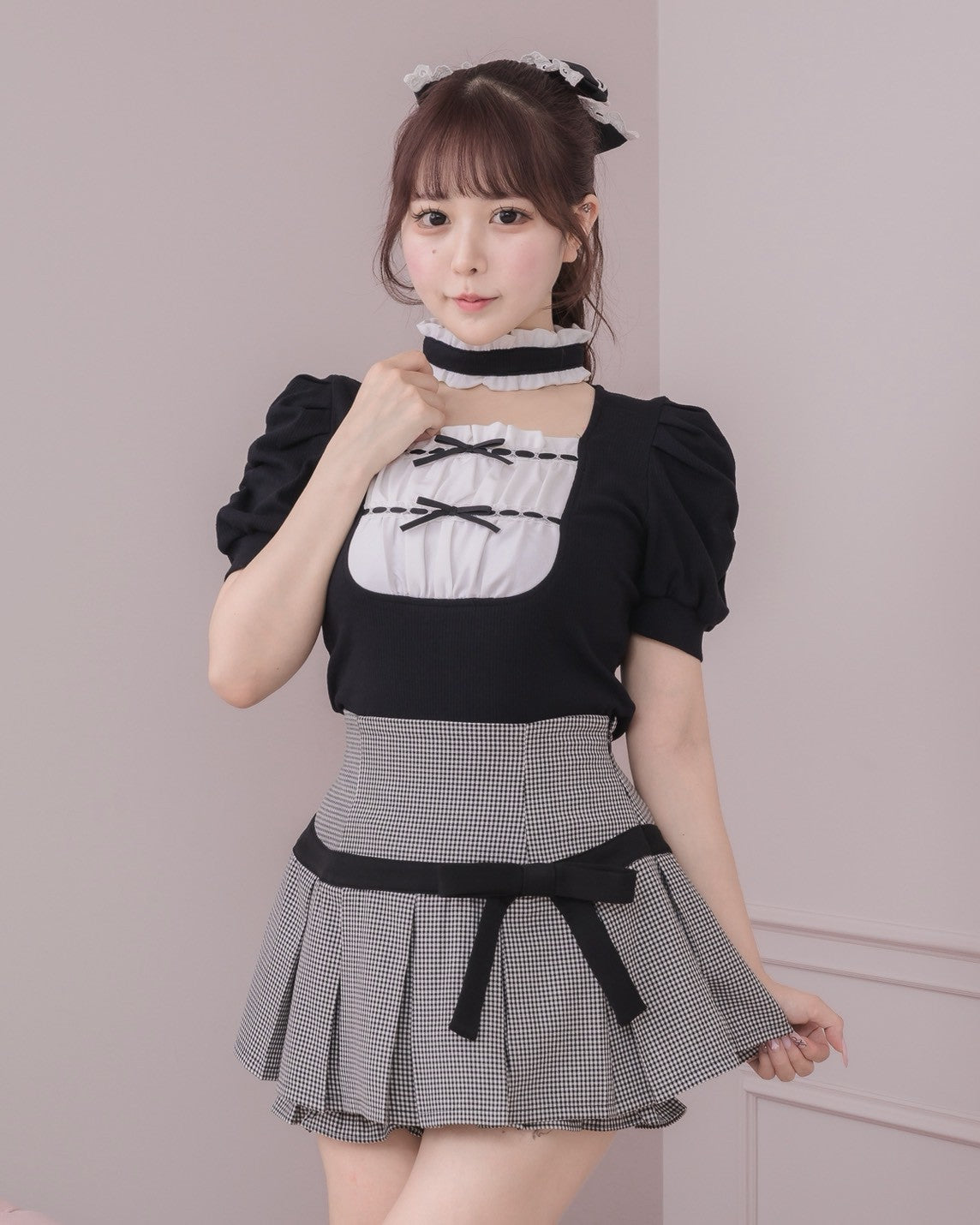 モデル身長：157cm/着用カラー：ギンガム