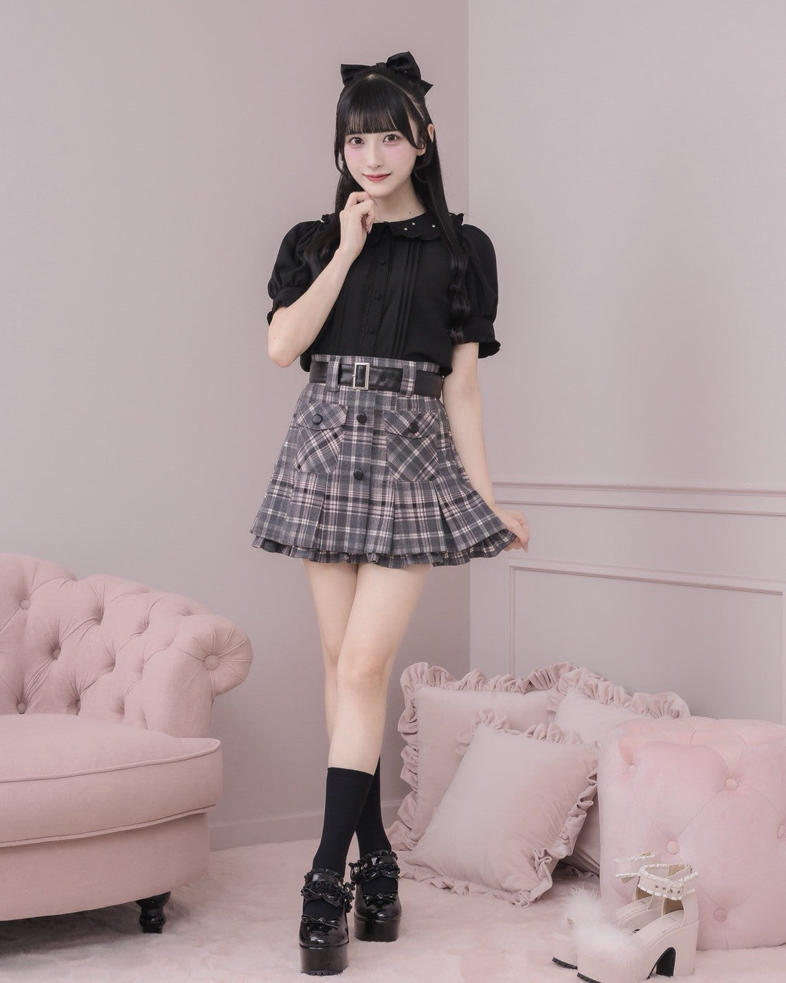 モデル身長：157cm/着用カラー：ブラック
