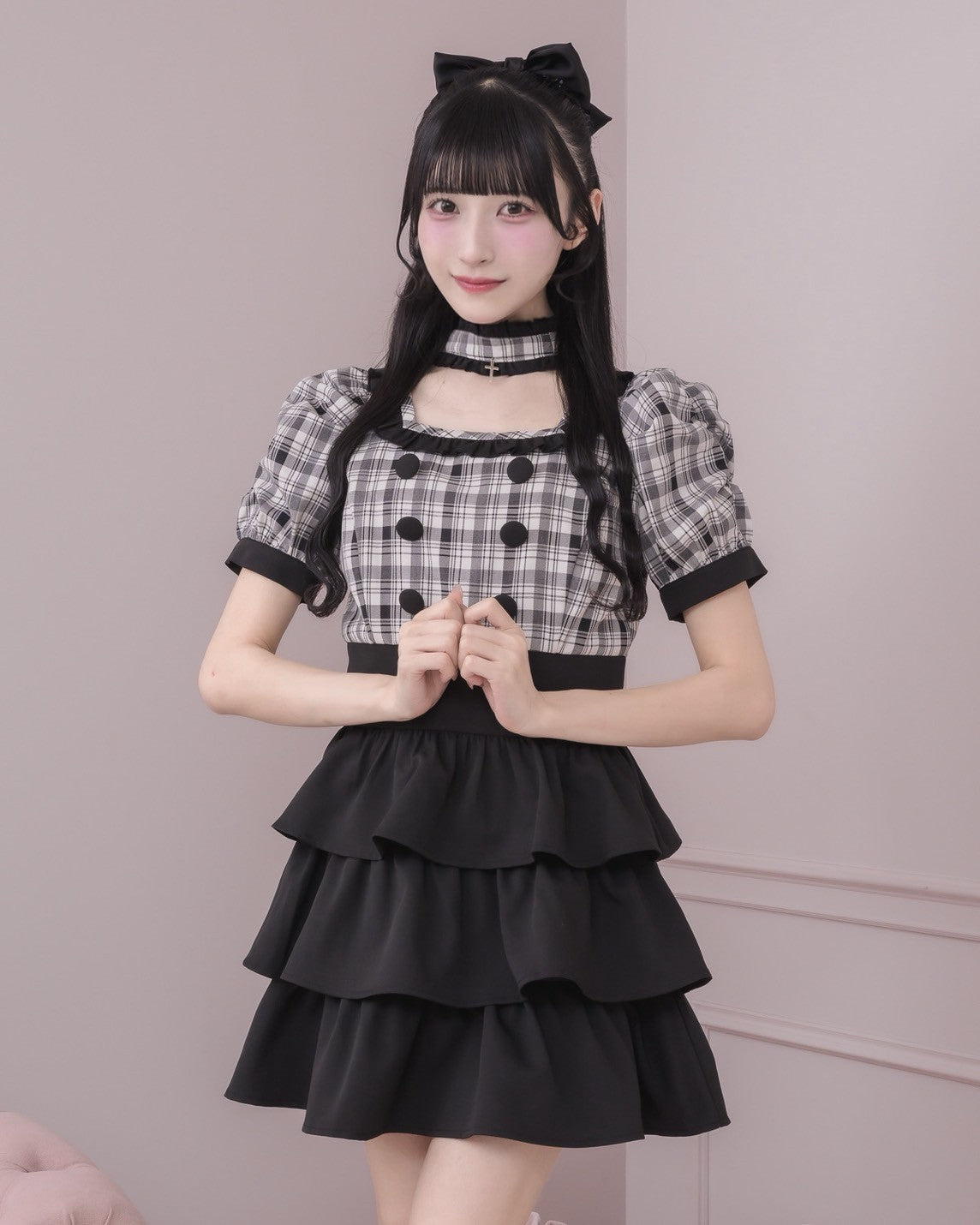 モデル身長：157cm/着用カラー：ホワイトチェック