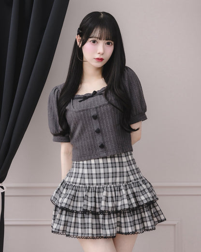 モデル身長：155cm/着用カラー : ホワイトチェック
