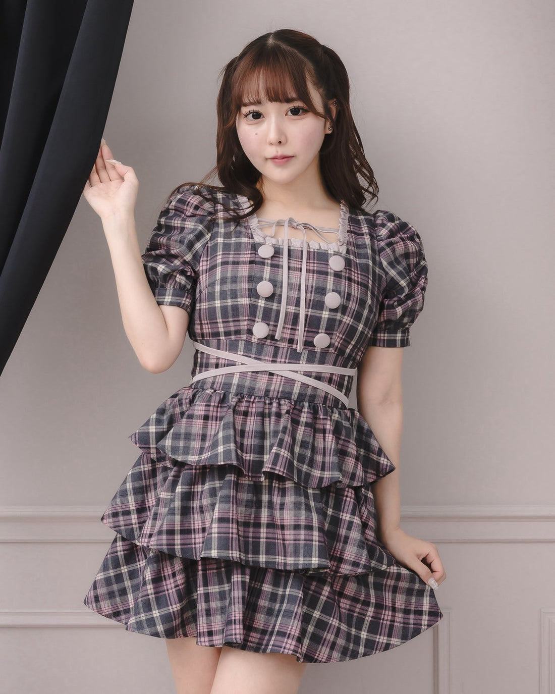 モデル身長：157cm/着用カラー：グレーチェック