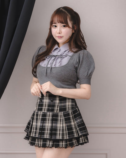 モデル身長：157cm/着用カラー：ブラウンチェック