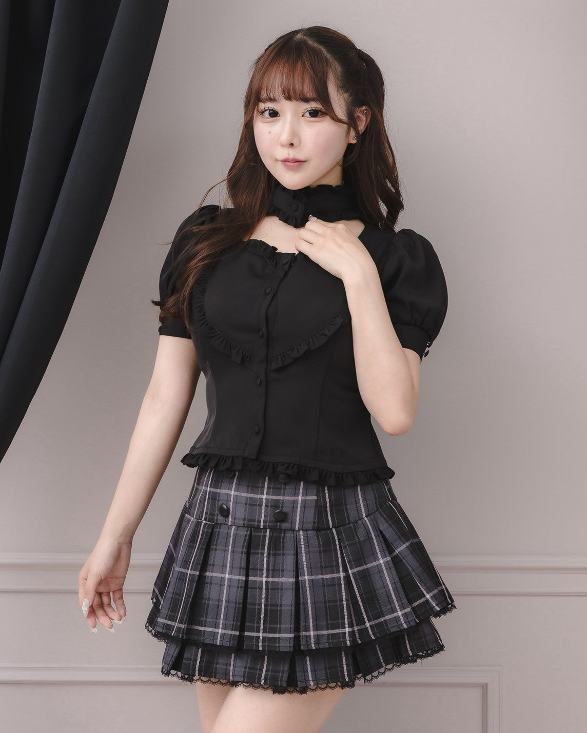 ハイウエストプリーツティアードスカート – pium