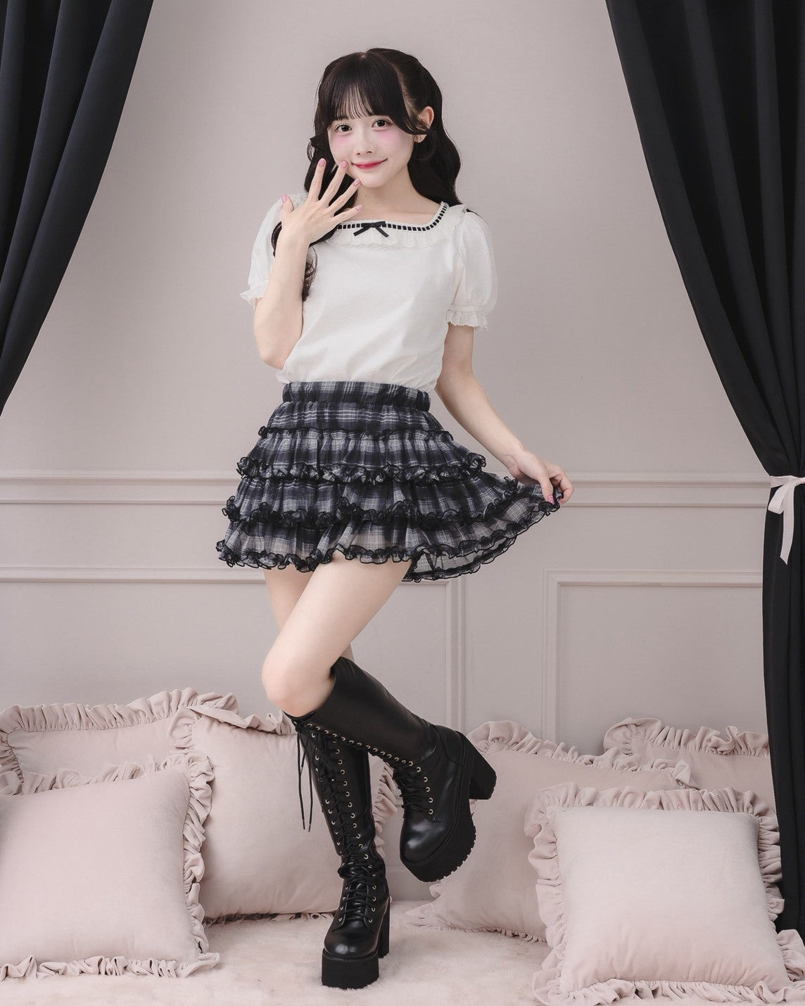 モデル身長：151cm/着用カラー：ホワイト
