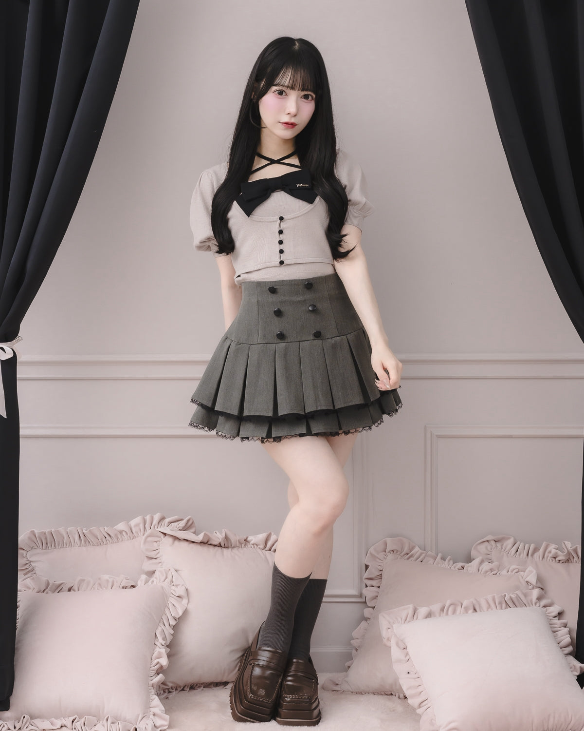 モデル身長：155cm/着用カラー：チャコール