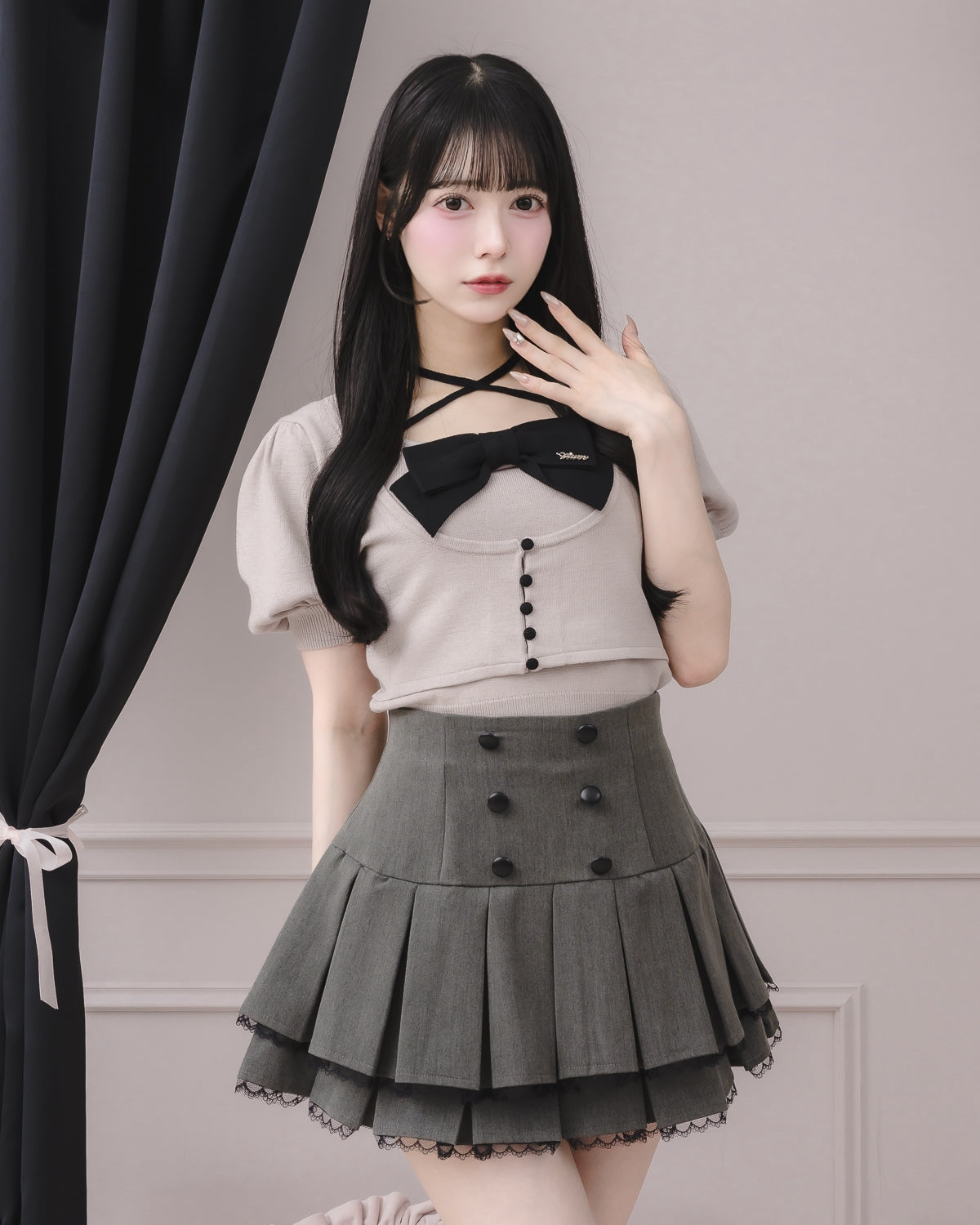 ハイウエストプリーツティアードスカート – pium