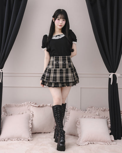 モデル身長：155cm/着用カラー：ブラウンチェック