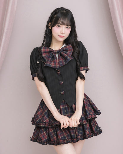 モデル身長：155cm/着用カラー：レッドチェック