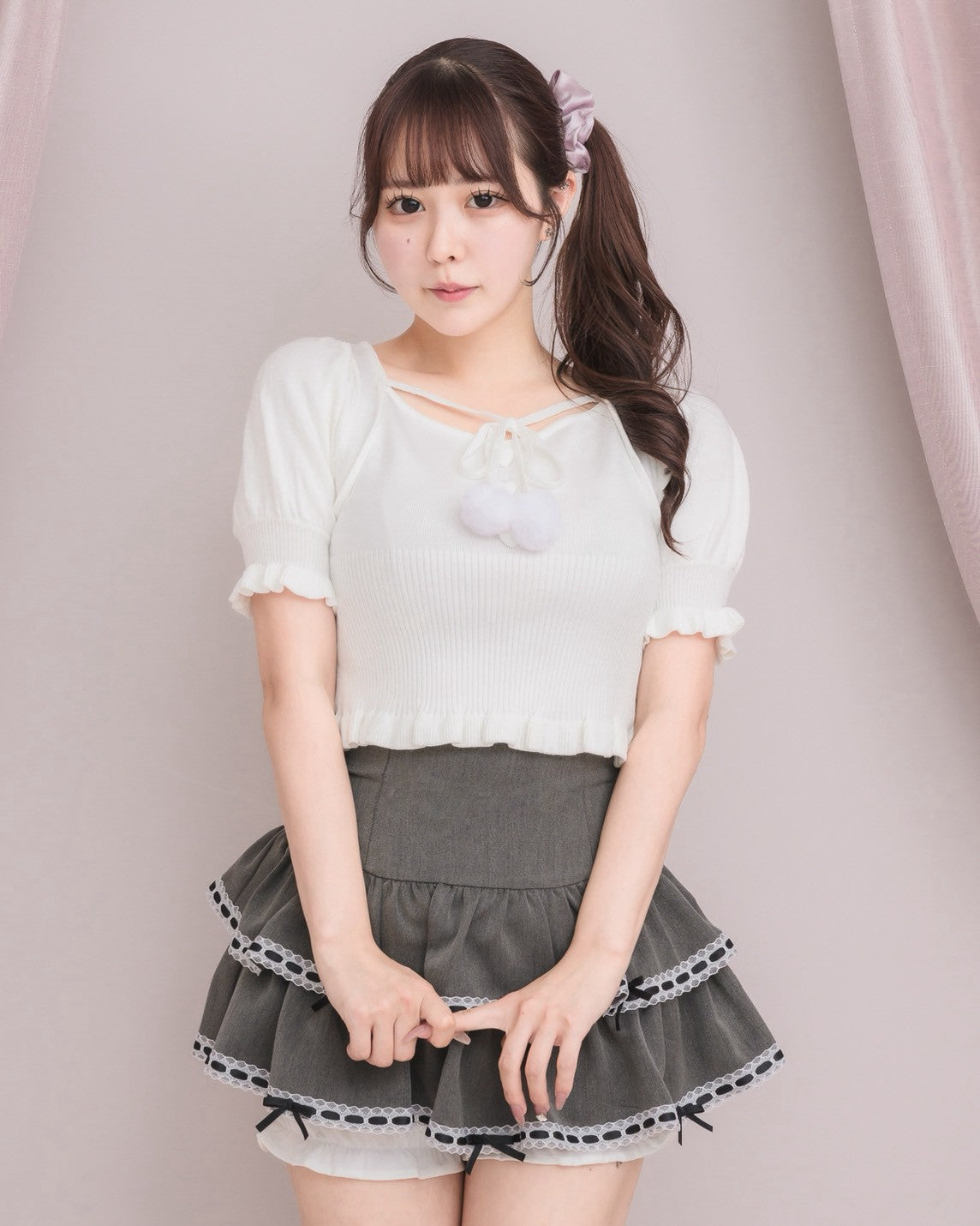  モデル身長：157cm/着用カラー：ホワイト