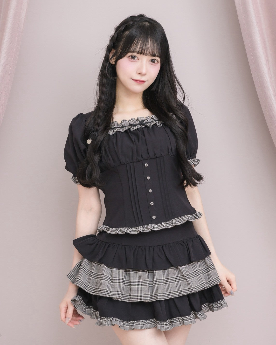 モデル身長：155cm/着用カラー：グレーチェック
