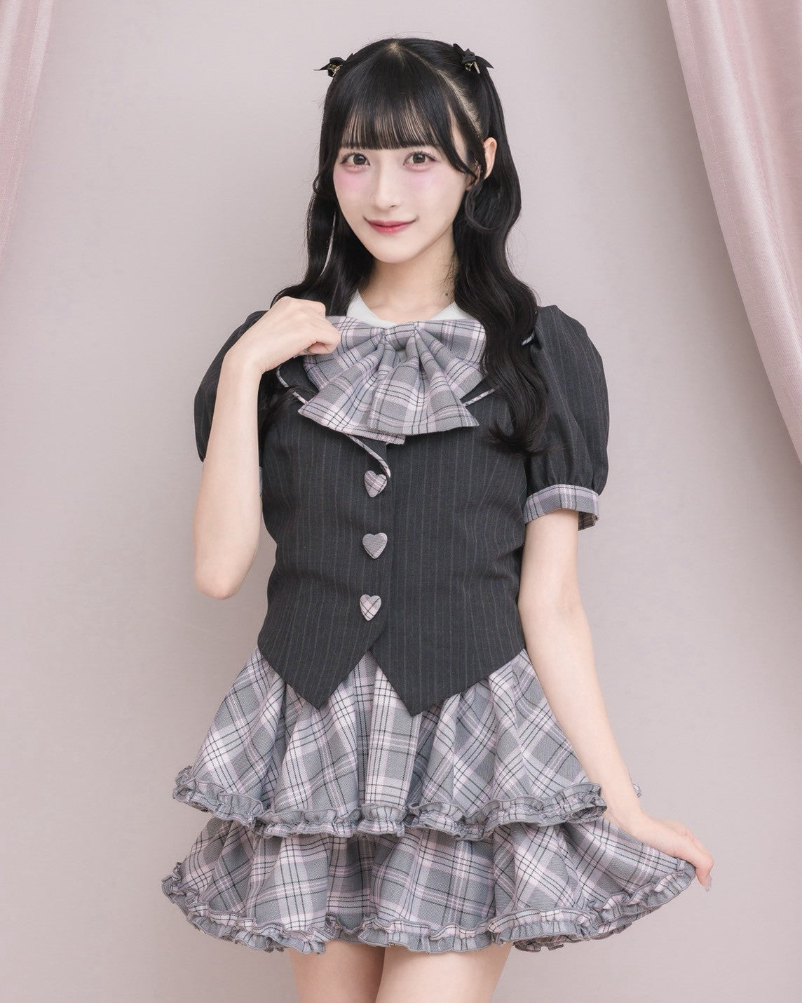 モデル身長：157cm/着用カラー：グレーチェック