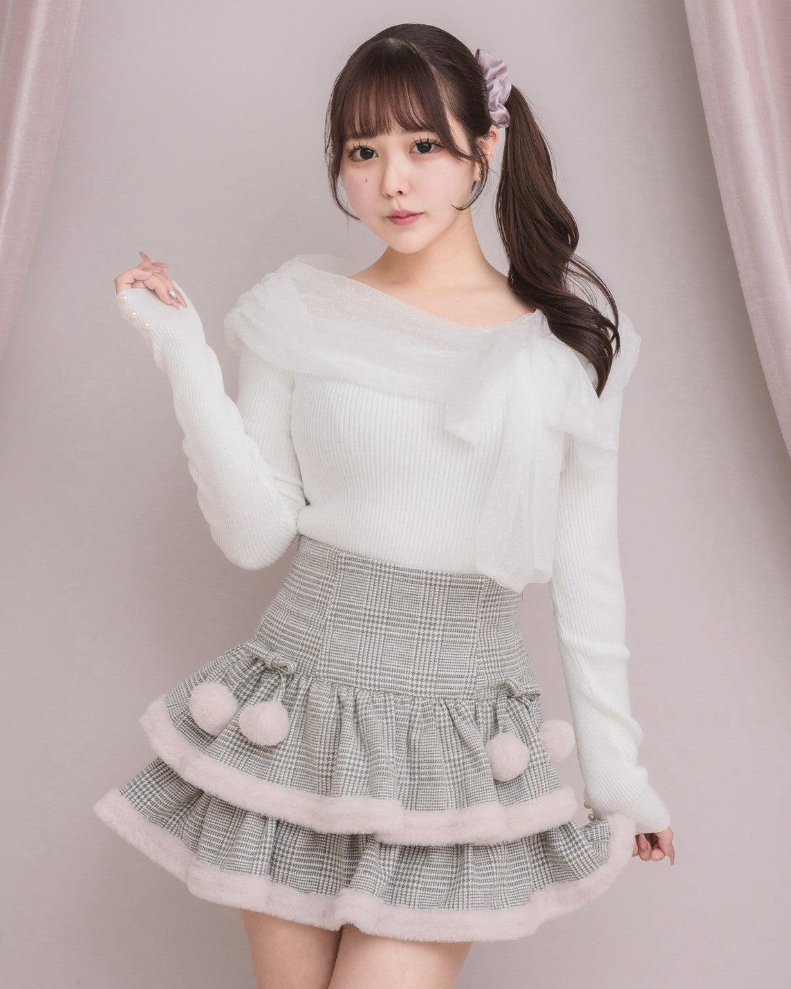 モデル身長：157cm/着用カラー：グレーチェック