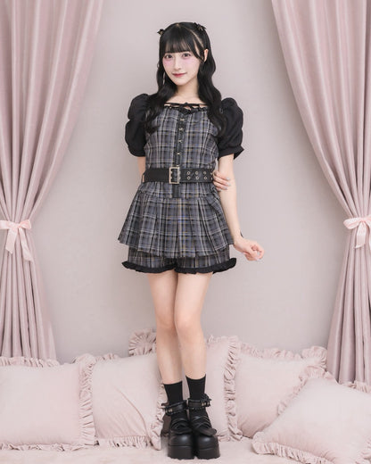 モデル身長：157cm/着用カラー：ブラックチェック