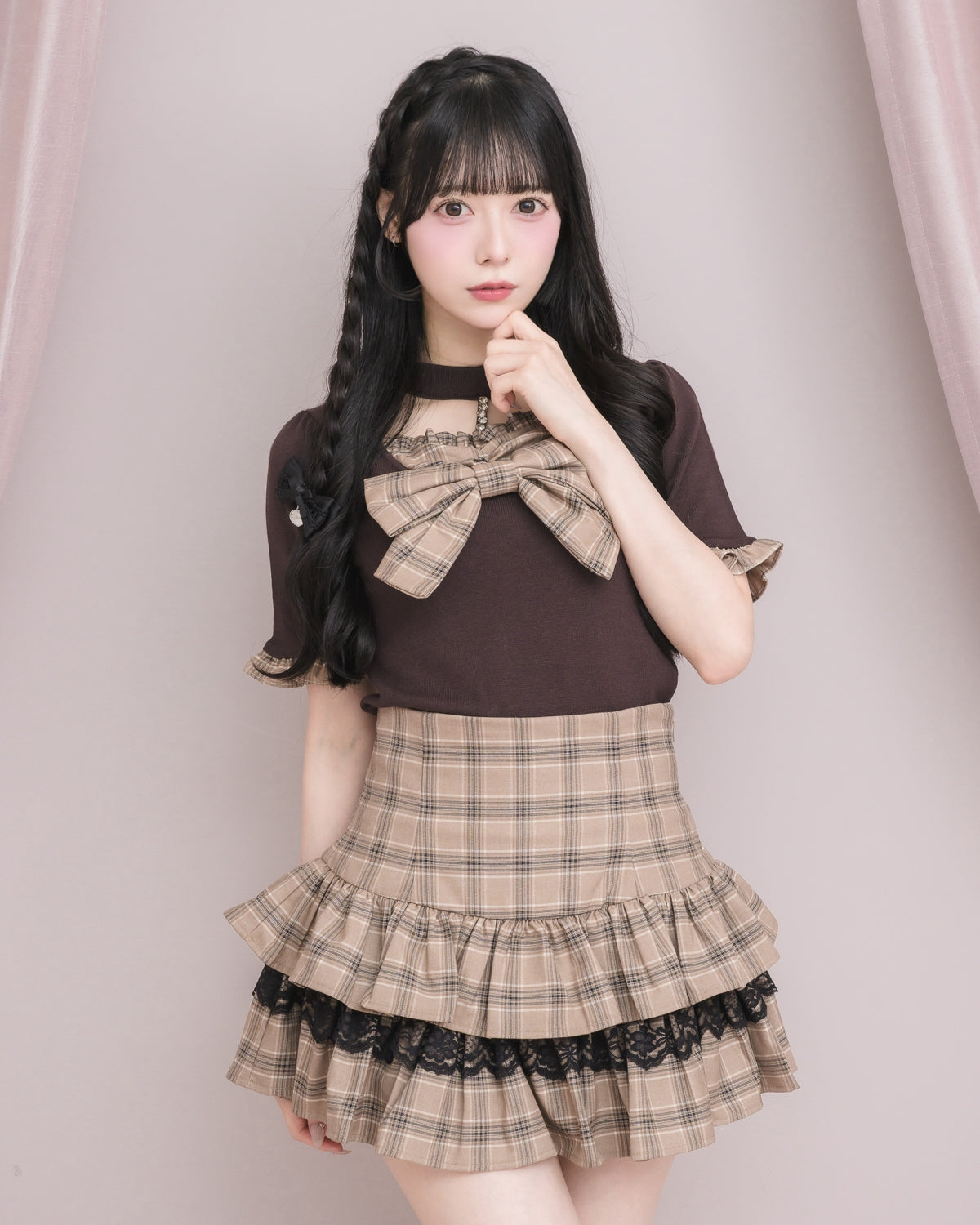 レースティアードフリルミニスカート