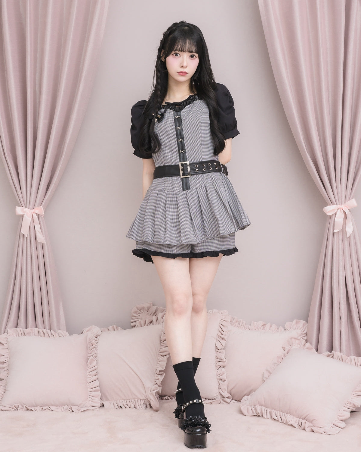 モデル身長：155cm/着用カラー：ブラックミックス