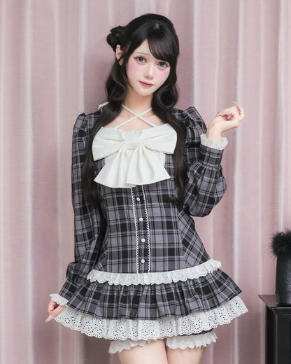 モデル身長：154cm/着用カラー:ブラックチェック