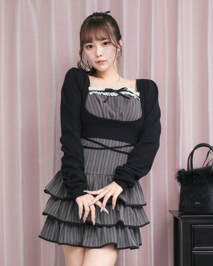 モデル身長：157cm/着用カラー:チャコールストライプ