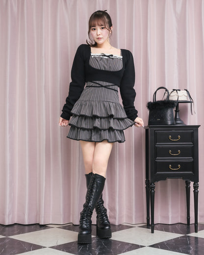 モデル身長：157cm/着用カラー:チャコールストライプ