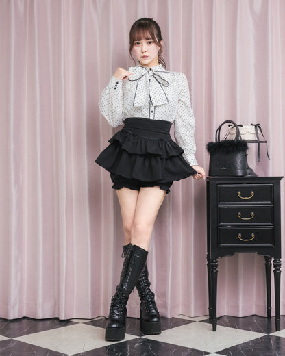 モデル身長：157cm/着用カラー:ホワイトドット