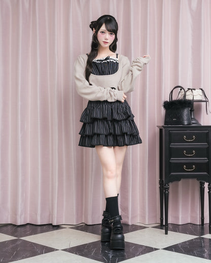 モデル身長：154cm/着用カラー:ブラックストライプ