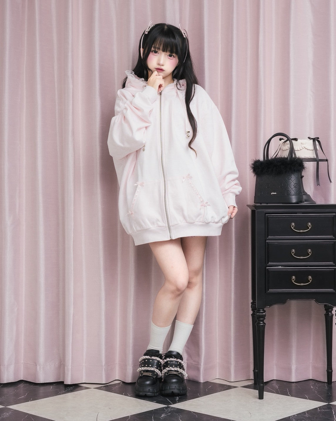 モデル身長：156cm/着用カラー：ピンク
