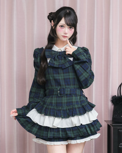 モデル身長：154cm/着用カラー：グリーンチェック