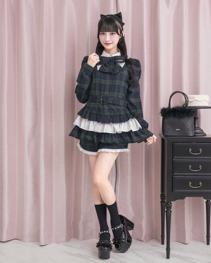 モデル身長：157cm/着用カラー：グリーンチェック