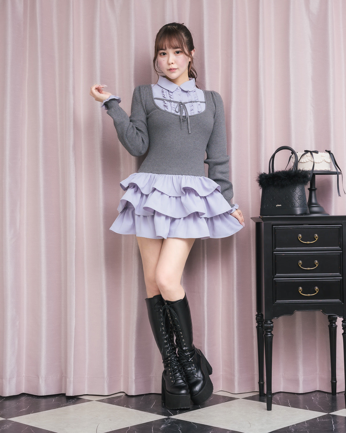 モデル身長：157cm/着用カラー：チャコール