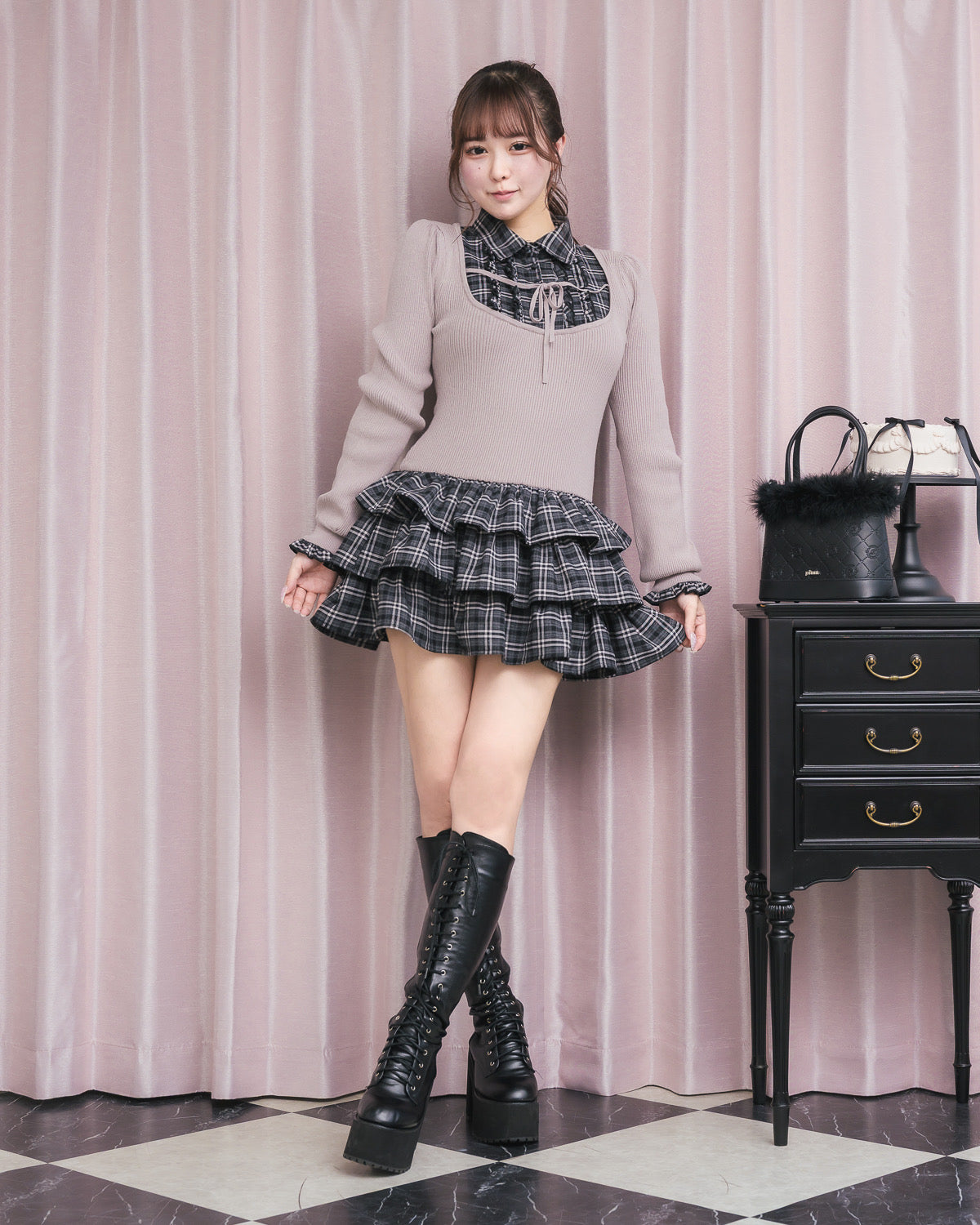モデル身長：157cm/着用カラー：ピンク