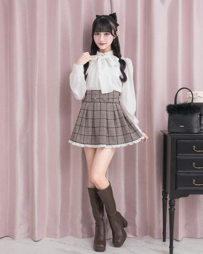 モデル身長：157cm/着用カラー：ブラウンチェック