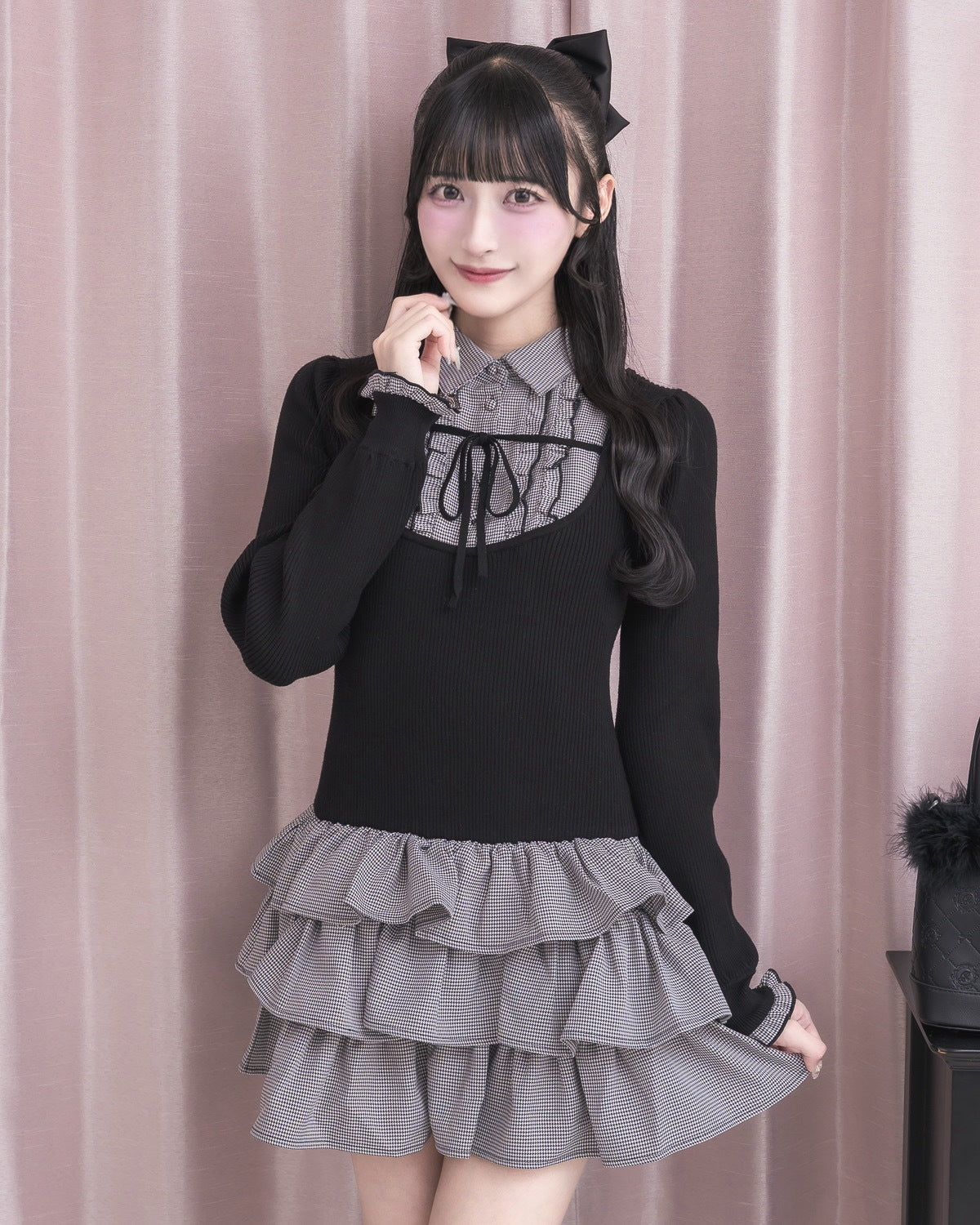 モデル身長：157cm/着用カラー：ブラック×ミックス