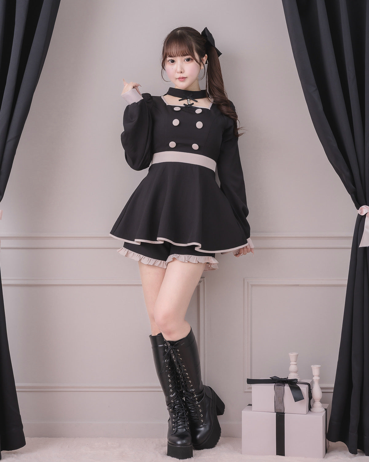 モデル身長：157cm/着用カラー：ブラック