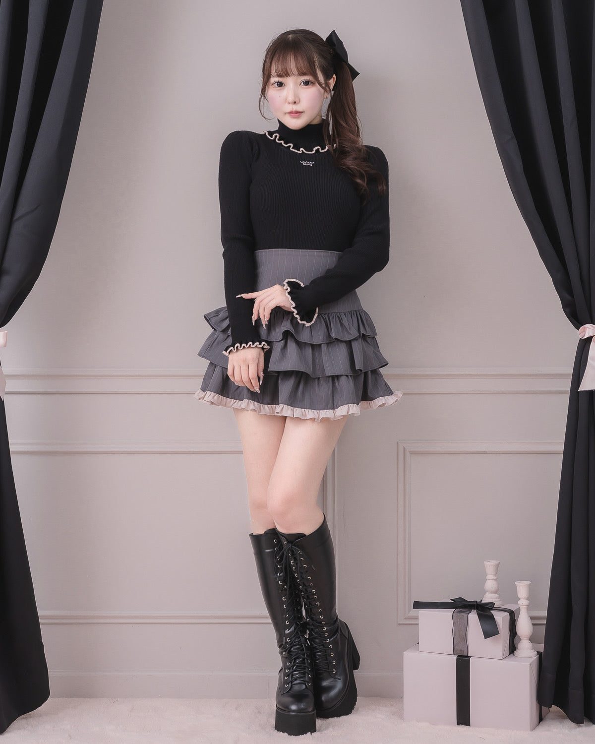 モデル身長：157cm/着用カラー：ブラック