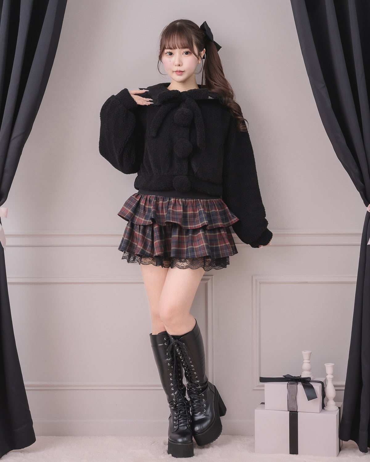 モデル身長：157cm/着用カラー：ブラック