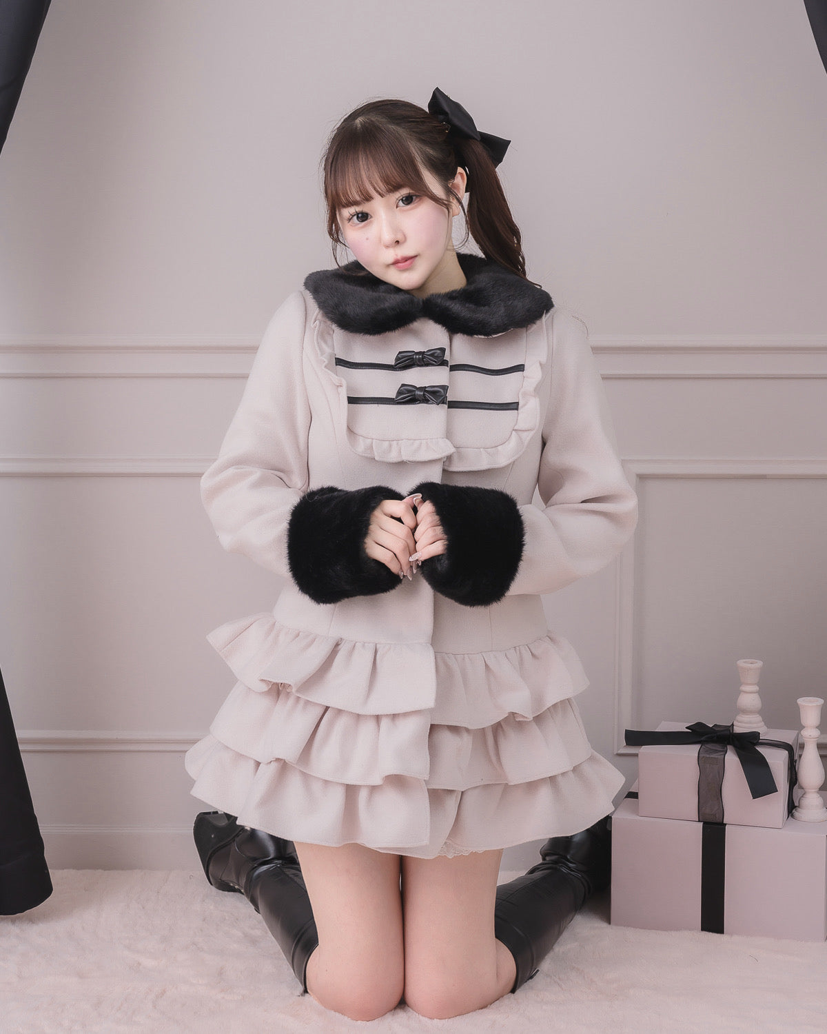 モデル身長：157cm/着用カラー：ピンク×ブラック